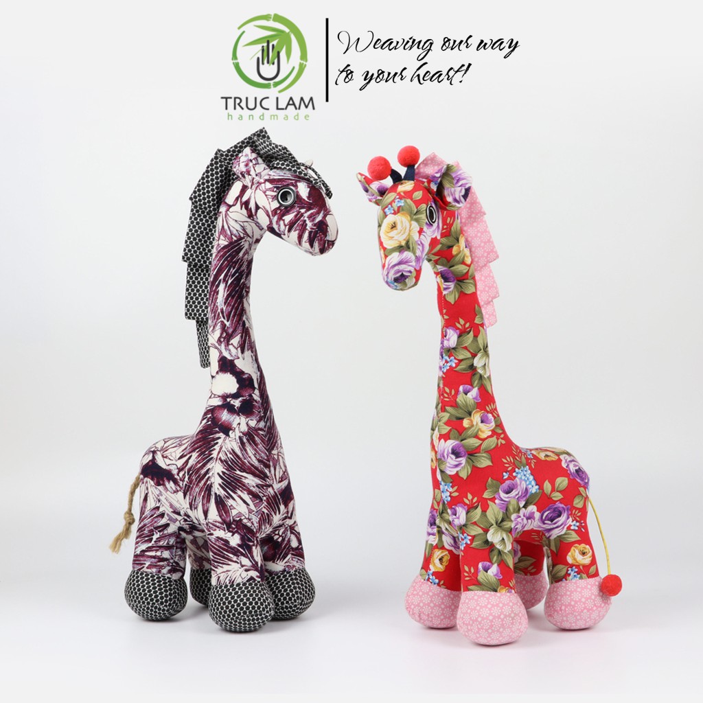 Đồ Chơi Cho Bé Thú Nhồi Bông Hình Con Hươu Cao Cổ Vải Hoa Bông Gòn Cao Cấp - Trúc Lâm Handmade