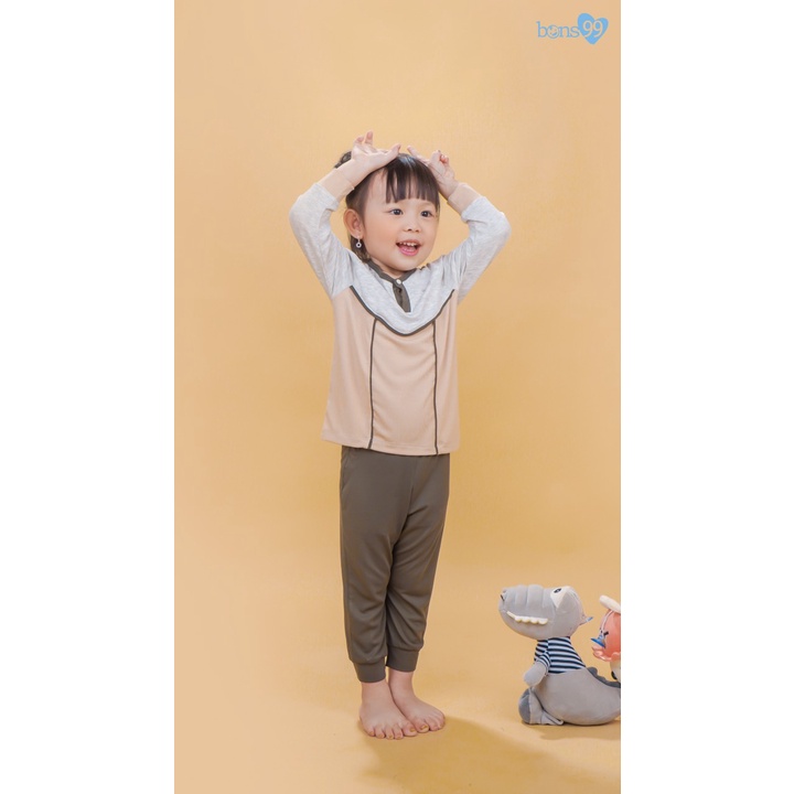 Bons99 Bộ dài tay chất liệu petit viền size 6-4y