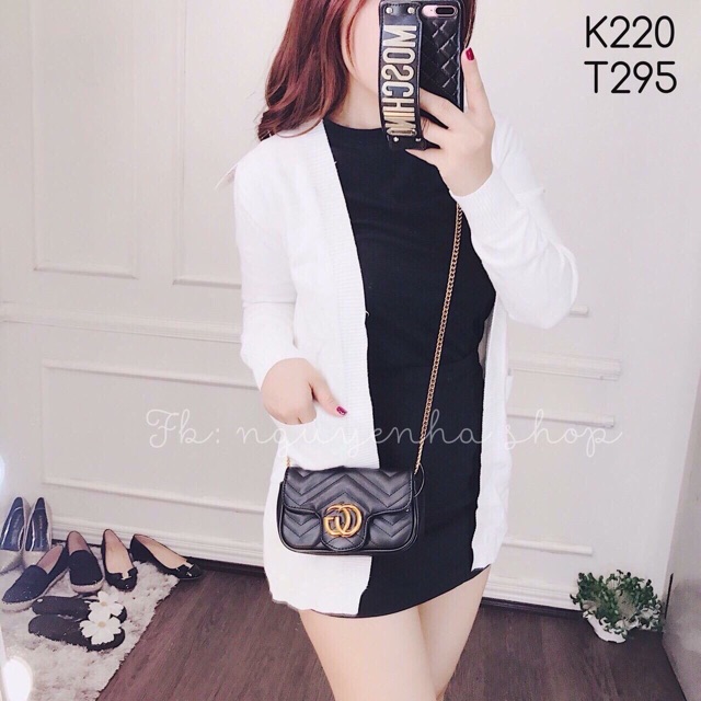 Áo khoác len caridigan mỏng len tiêu