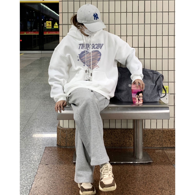 Áo hoodie SELVZE cotton tay dài dáng rộng phong cách đường phố Mỹ chất lượng cao