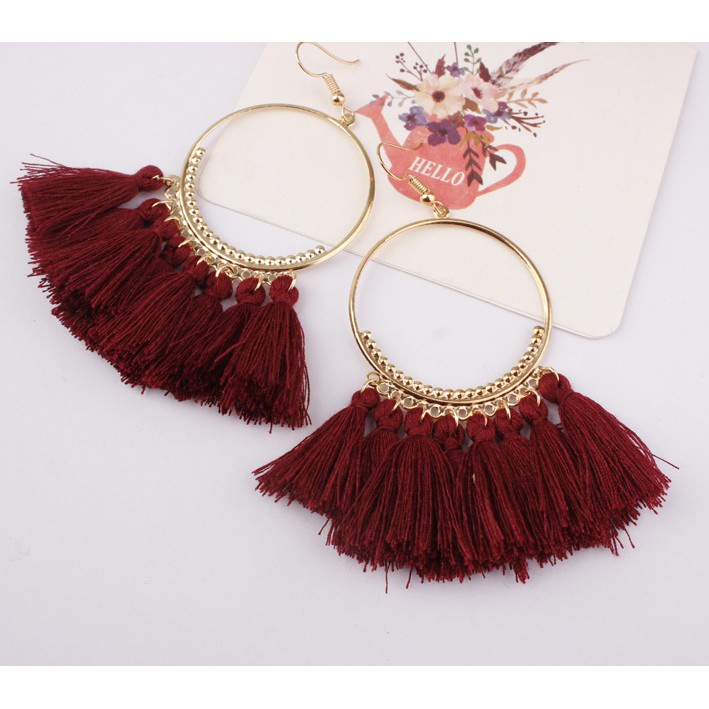 Bông tai tua rua khuyên tai boho nữ xinh xắn - Mã HT014  Lemon