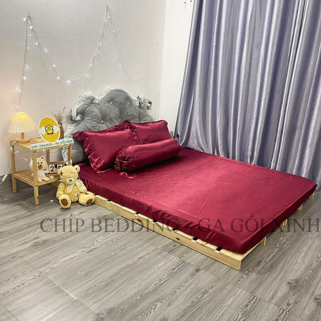 TRỌN BỘ DRAP PHI LỤA THÁI TUẤN HÀNG LOẠI 1 - ĐỎ RƯỢU - ĐỦ KÍCH THƯỚC( ẢNH THẬT SHOP CHỤP)