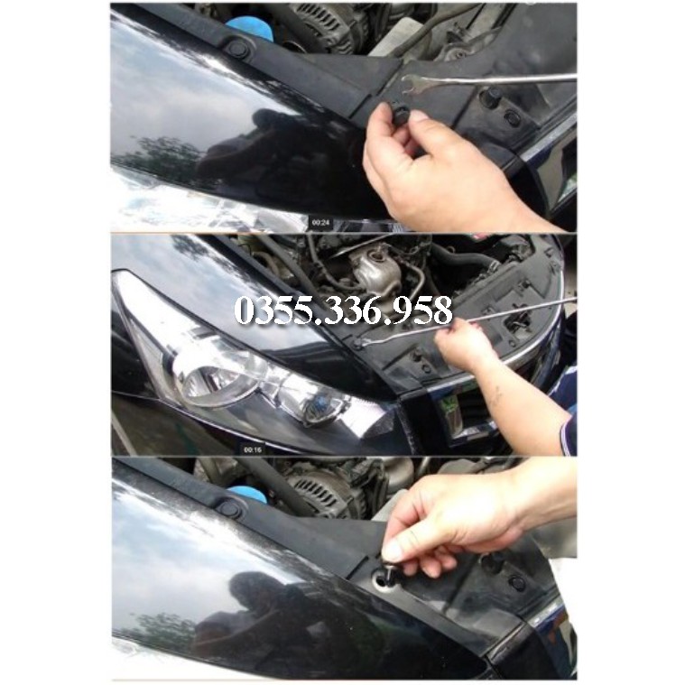 Vít chốt nở Nhựa 8mm Loại màu đen Túi 100 cái chuyên dùng có ren cho xe hơi ô tô đường kính 8mm