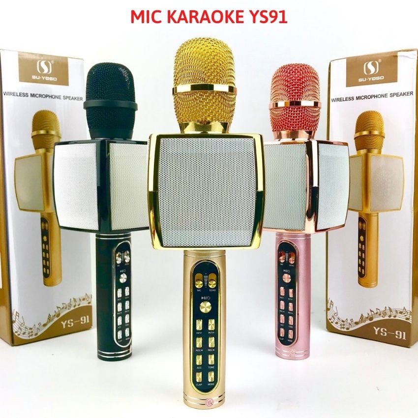 Micro Karaoke Không Dây YS-91 Cao Cấp, Mic hát karaoke bluetooth hỗ trợ ghi âm thẻ nhớ, Tamina