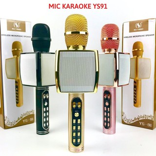 Mic Karaoke Không Dây YS 91 Cao Cấp, Micro karaoke bluetooth hát trên điện thoại thẻ nhớ 💕 Freeship