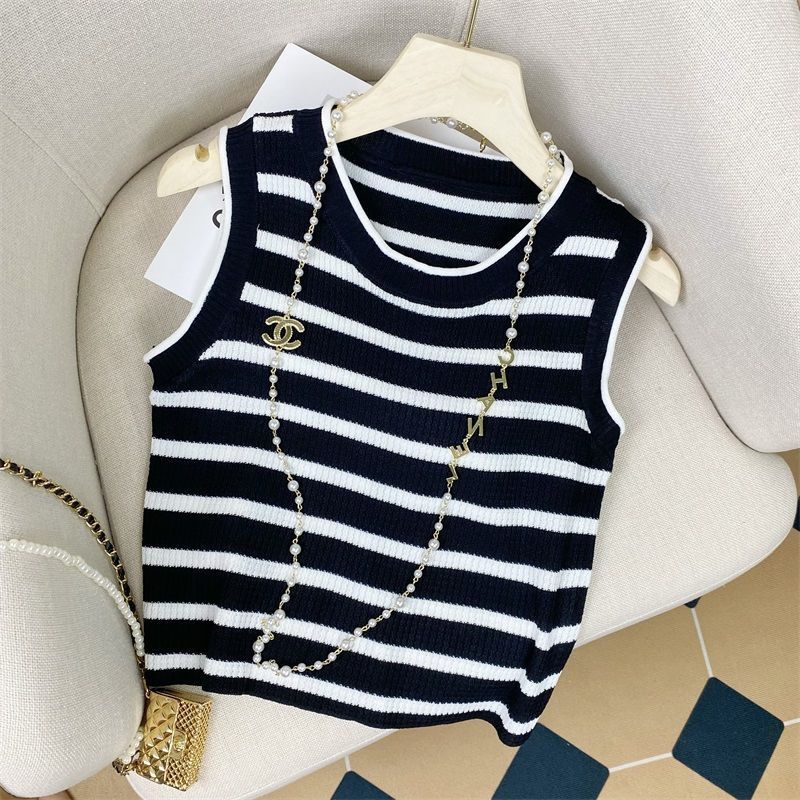 Áo Thun Dệt Kim Sát Nách Dáng Ngắn Thời Trang Mùa Hè Cá Tính