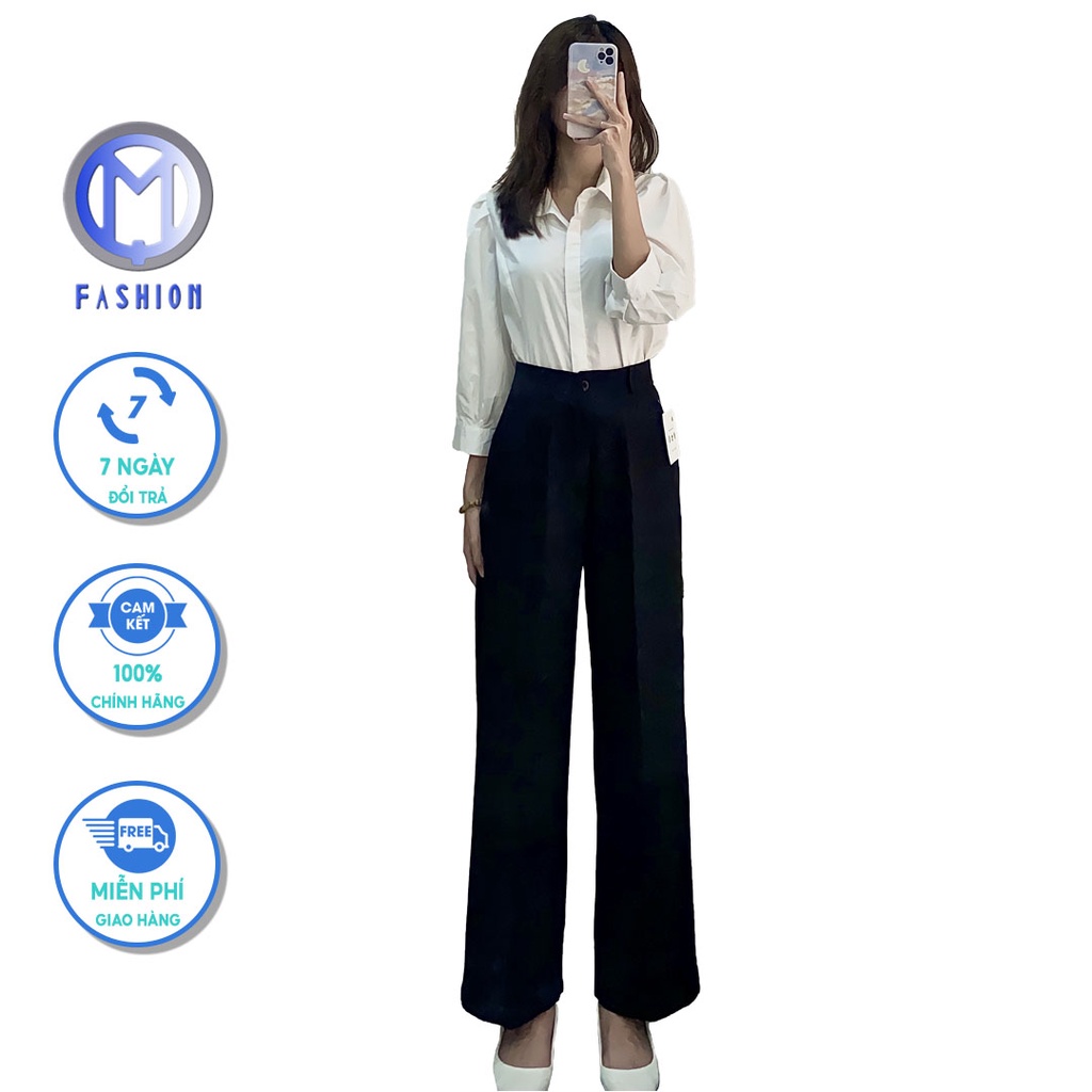 Quần tây nữ ống rộng lưng cao đi học công sở baggy đẹp cao cấp M Fashion QD03
