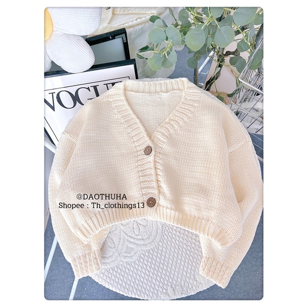 Áo Len Croptop Trắng Trơn , Áo Len Dệt Dày Dặn Thu Đông