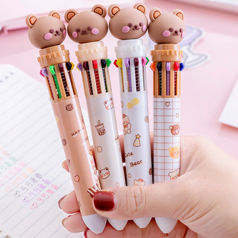 Bút Bi Hình Chú Gấu Dễ Thương 0.5mm 10 Màu Tùy Chọn