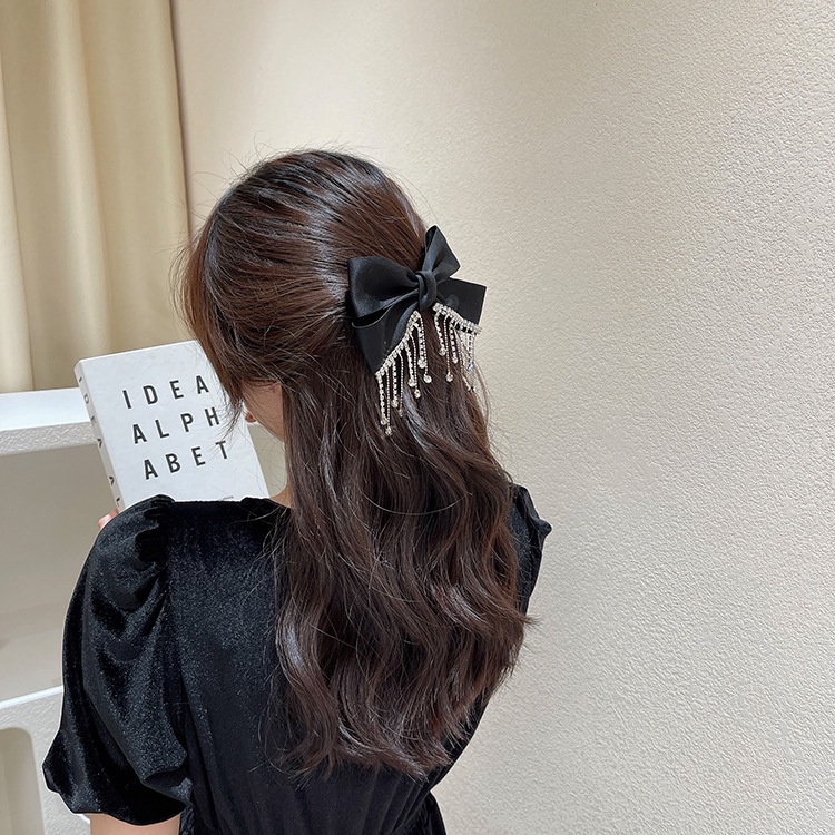 Kẹp tóc nơ đính đá sang chảnh phong cách Hàn Quốc cho nữ