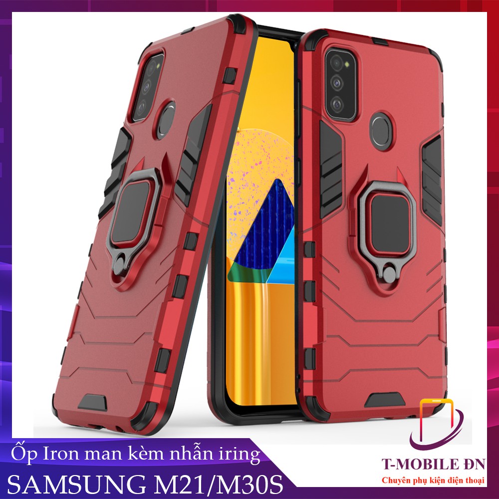 Ốp lưng Samsung M21 M30s, iron man chống sốc kèm nhẫn iring chống xem video bảo vệ camera cho Samsung M30s M21