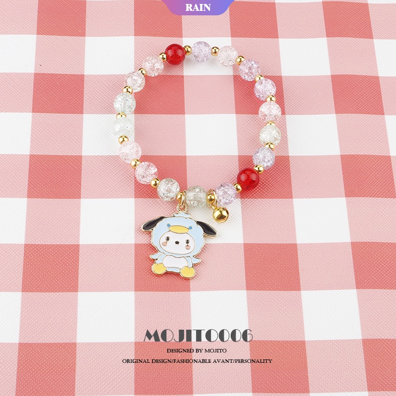 Sanrio Vòng Tay Xâu Hạt Pha Lê Mặt Hình Mèo Hello Kitty / Melody / Cục Bông Đáng Yêu Dành Cho Nữ