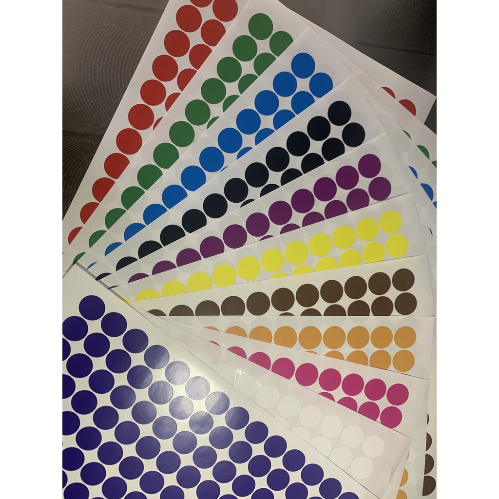 Tờ 70 - 160 tem nhãn dán decal hình tròn màu các size 1 cm, 2cm, 3 cm, 4 cm