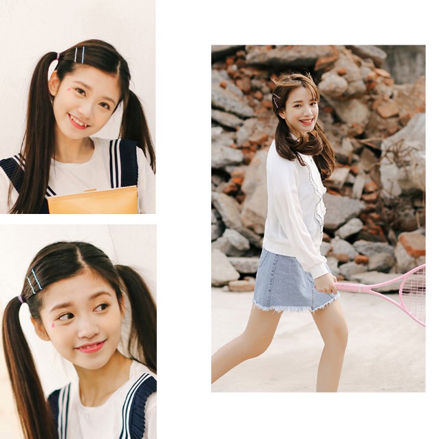 Set 50 kẹp tóc XIAODUOJIAJU màu cầu vồng thời trang dễ thương