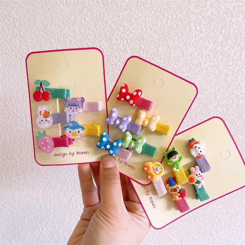 Set 5 Kẹp Tóc Nhựa Hình Động Vật Hoạt Hình Phong Cách Hàn Quốc Cho Bé Gái