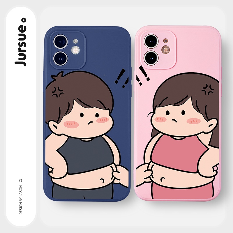 Ốp lưng JURSUE hoạt hình cặp đôi dễ thương đẹp cho iPhone 13 12 11 Pro Max SE 2020 X XR XS 8 7 ip 6S 6 Plus Y1869