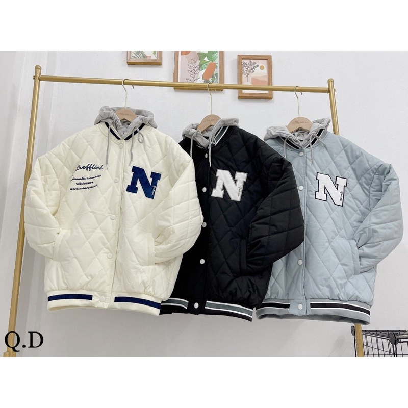 Áo phao trám bomber có mũ - áo bóng chày nam nữ cực ấm - có ảnh thật