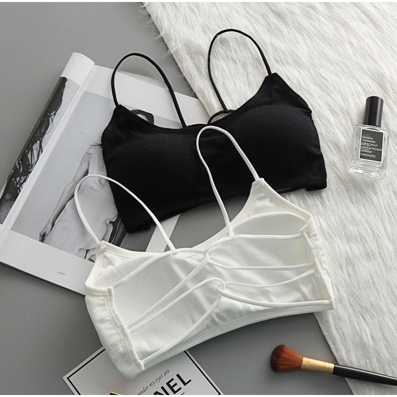 Áo Lót Nữ Thun 2 Dây Co Giãn Nâng Ngực, Áo Bra Thun Chéo Dây Lưng Sexy [Có Mút Ngực] -  266