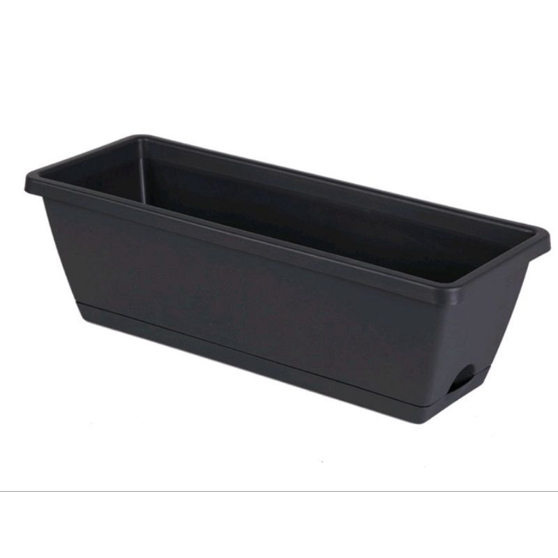 Châụ nhựa hình chữ nhật màu đen trồng rau,hoa cây cảnh bền đẹp kt 48x21x16cm