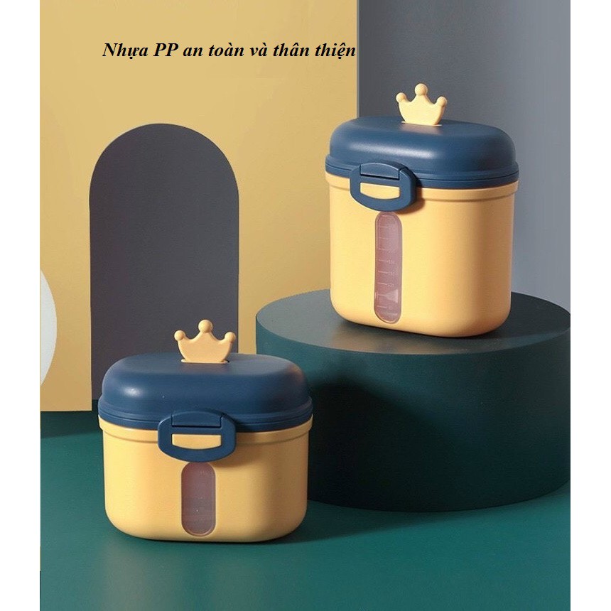 Hộp đựng sữa bột thực phẩm khô hình vương miện sang chảnh size lớn nhỏ thuận tiện mang đi