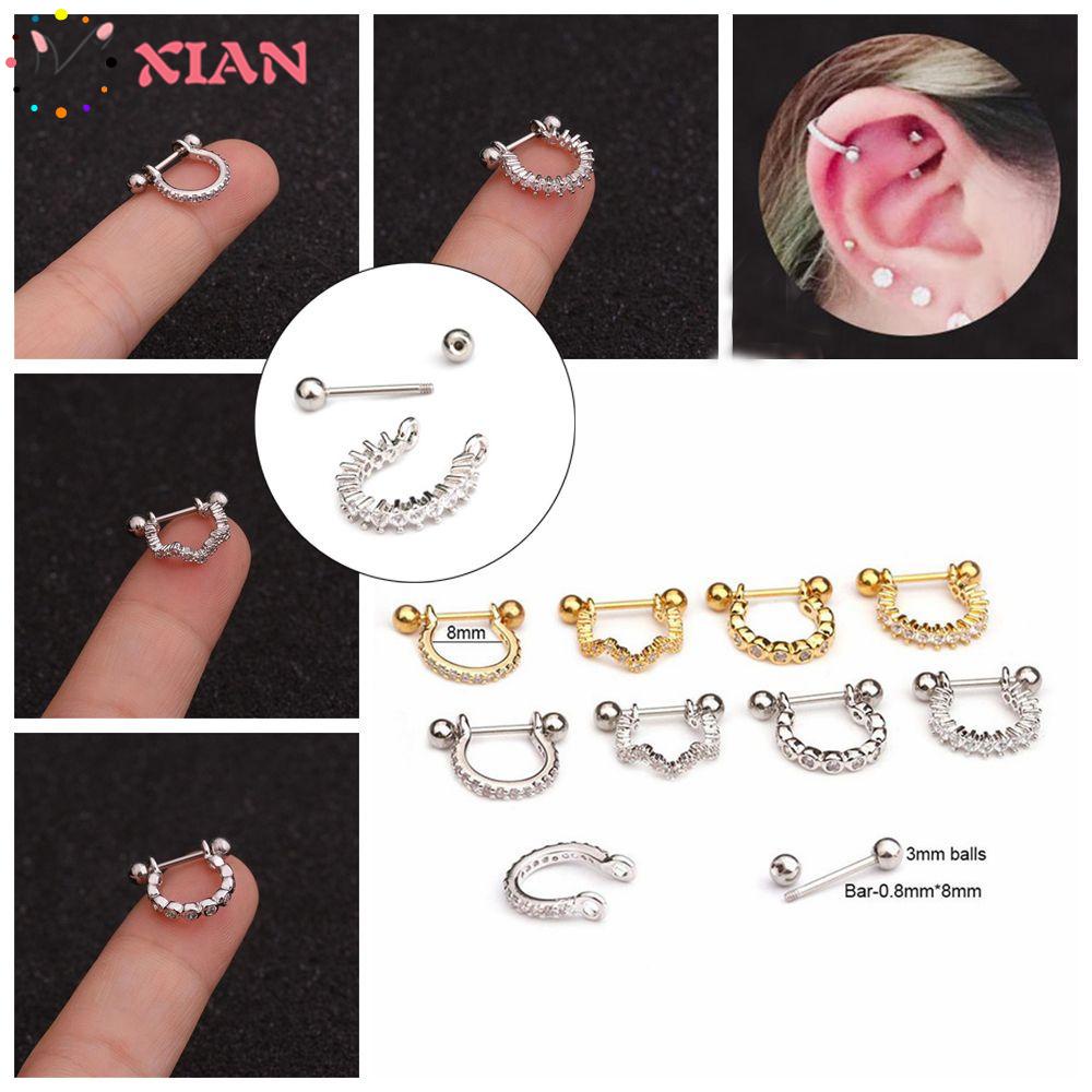 Khuyên xỏ sụn tai bằng thép y tế nhiều màu sắc thời trang cho nữ