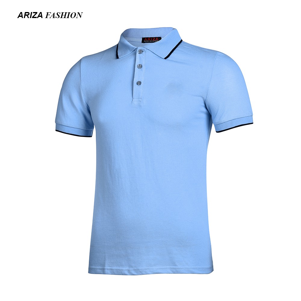 Áo thun nam ngắn tay polo cổ bẻ Ariza bo cotton phối màu thoáng mát dáng body ôm vừa đẹp