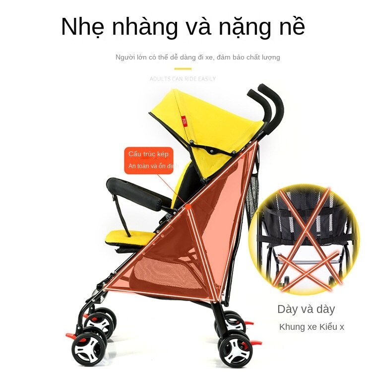 Xe đẩy trẻ em siêu nhẹ và di động, xe đẩy mùa hè ngồi có ô