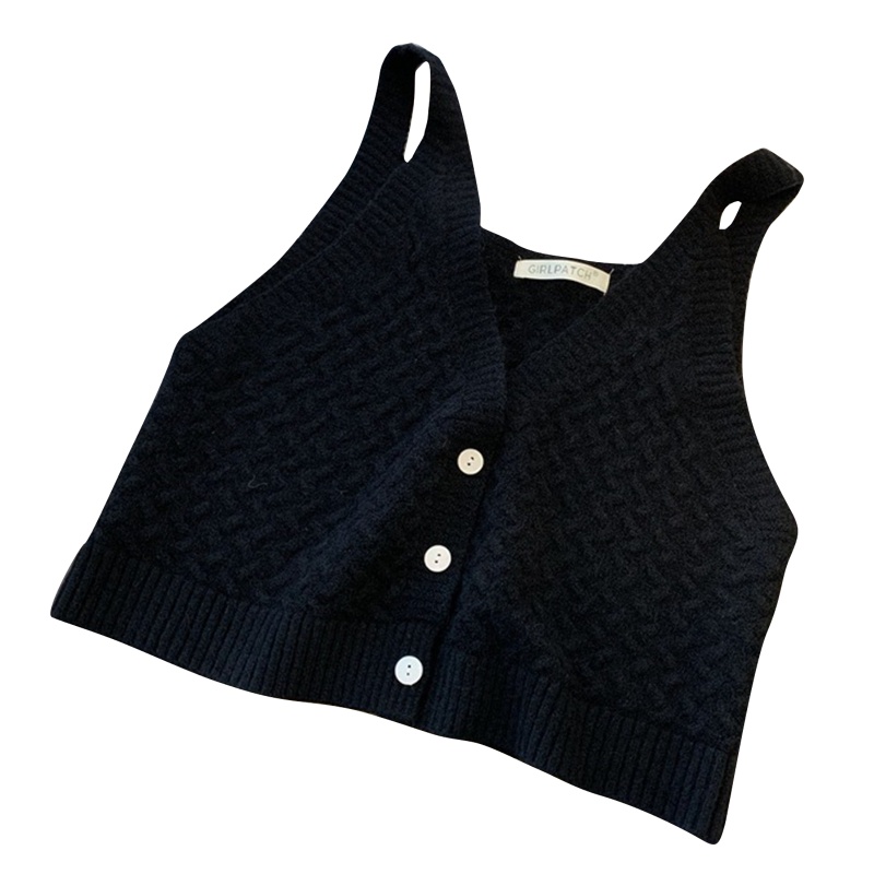 Áo Khoác Cardigan Dệt Kim Cổ Chữ V Không Tay Phối Nút Thời Trang Dành Cho Nữ