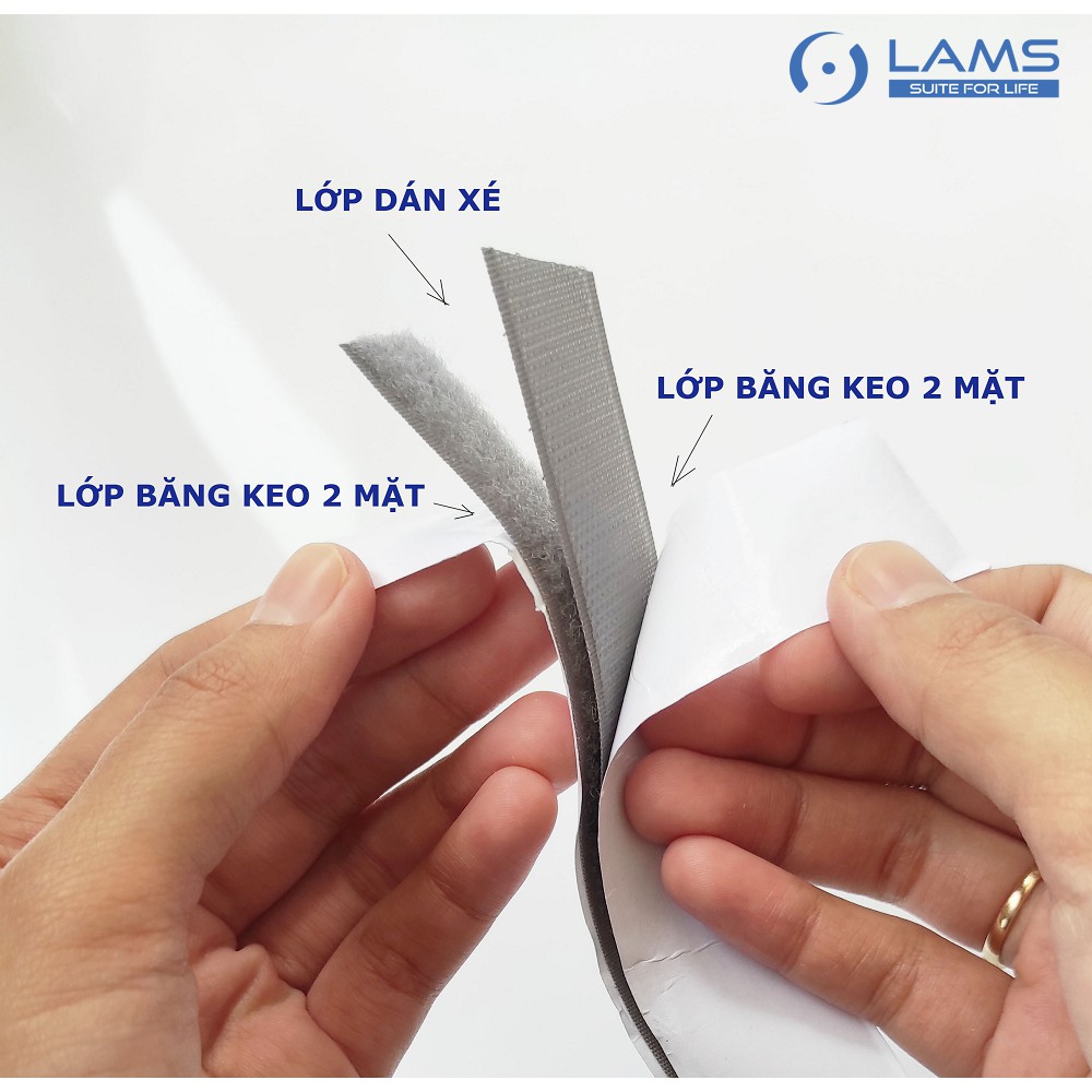 Băng dán xé có keo bản 2.5cm - phân loại 10m/12m/15m - màu xám, trắng, đen - (velcro tape/ khóa nhám)(1 set)