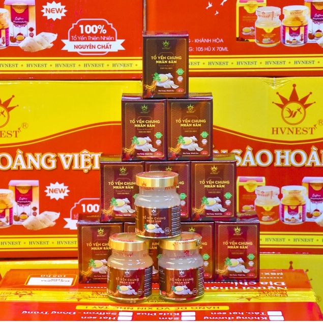 Yến sào tự nhiên HVNEST chưng vị SÂM 70ml, không chất bảo quản