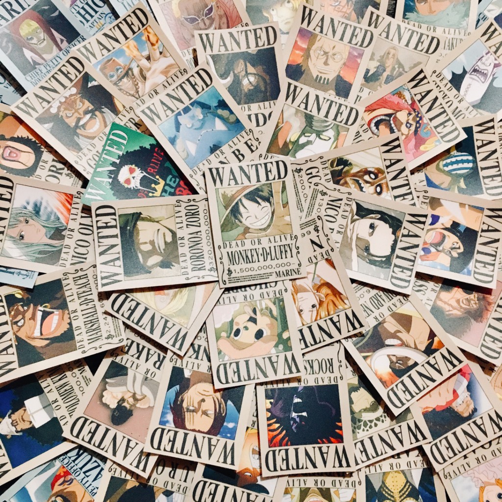 [MINI STICKERS] Set 40 Hình Dán Sticker ONE PIECE WANTED Decor Cắt Sẵn Dán Vali, Xe, Barber Shop, Mũ bảo Hiểm - HANDCUT