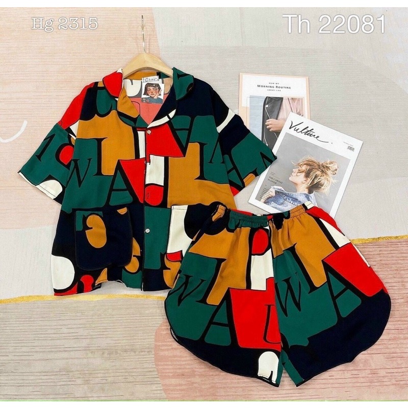 Bộ đồ Pijama bộ lụa quần ngắn hàng thiết kế mặc nhà siêu cưng