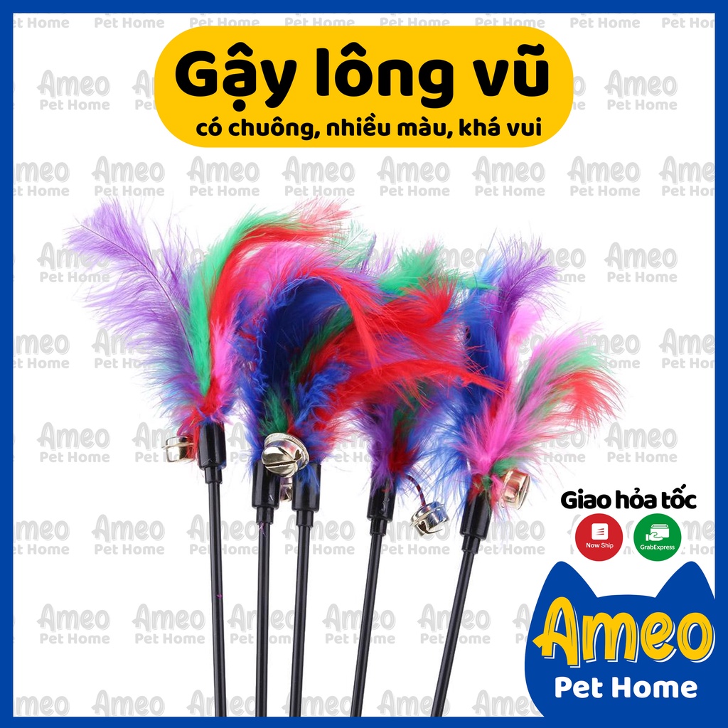 [Rất vui] Gậy lông vũ có chuông cho mèo | Đồ chơi tương tác cho mèo vận động