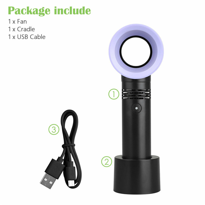 Quạt Mini Không Cánh Sạc Usb Có Đèn Led