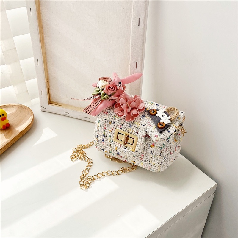 Túi Đeo Chéo Mini Phối Dây Xích Thời Trang Xinh Xắn Cho Bé Gái
