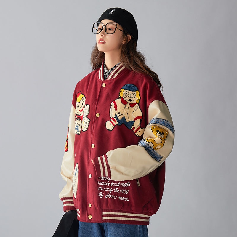 Áo khoác bóng chày dài tay thời trang xuân thu cho nữ