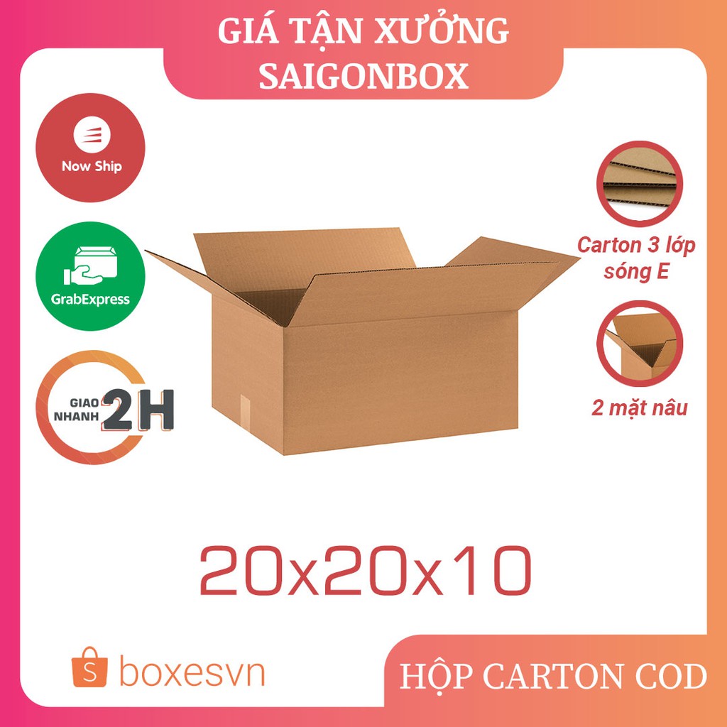 Combo 50 thùng hộp carton size 20x20x10 cm để đóng gói hàng hóa