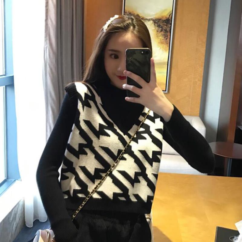 Áo Dệt Kim Không Tay Cổ Chữ V Dáng Rộng Phong Cách Hàn Quốc Dành Cho Nữ | BigBuy360 - bigbuy360.vn