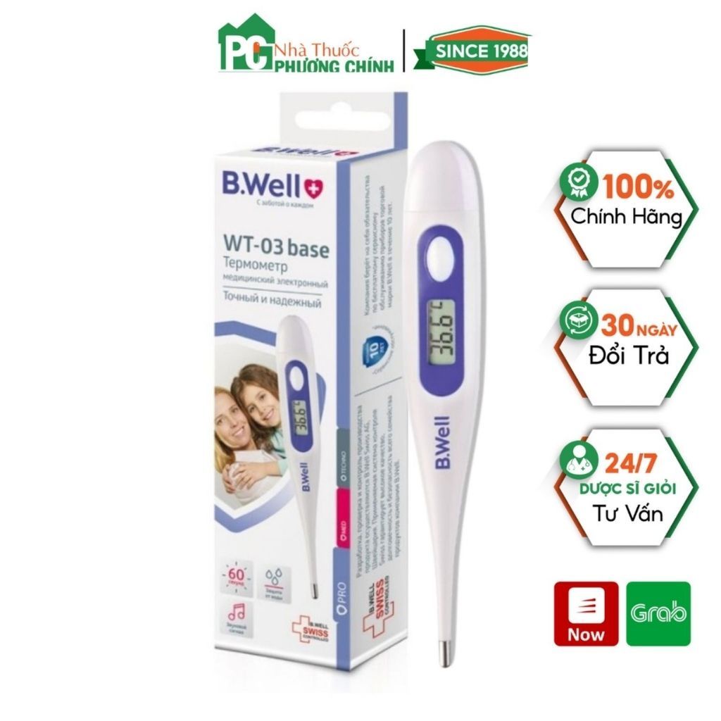 Nhiệt Kế Điện Tử B.Well Swiss WT-03 Base Nhỏ Gọn Đo Chính Xác, Không Thấm Nước
