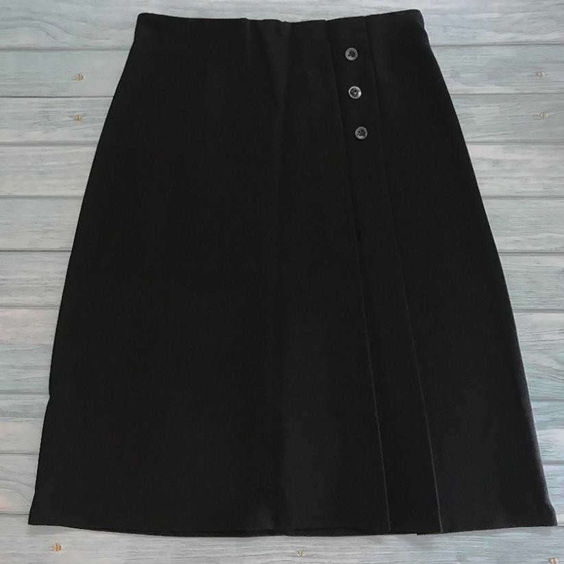 Chân váy xếp ly dài công sở phối 3 cúc - chất vải tuyết mưa dày dặn - Màu Đen - Kem - Trắng | BigBuy360 - bigbuy360.vn