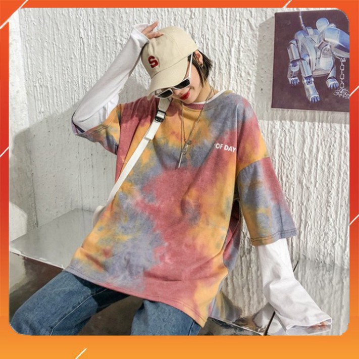 Áo Thun Tay Lỡ Off Day Loang Màu Siêu Hot🍁 Áo thun Unisex nam nữ đều mặc được