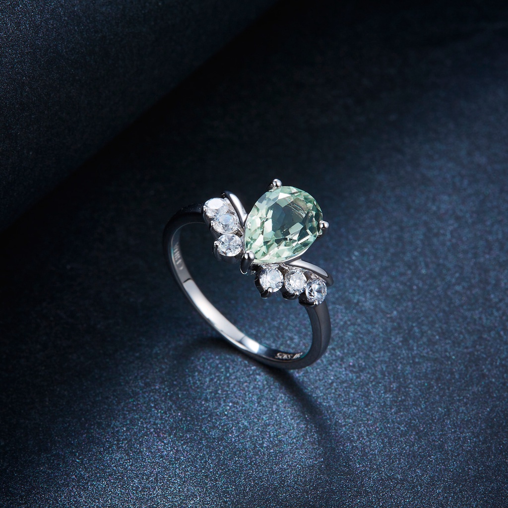 Nhẫn Mạ Bạc 925 Đính Đá Thạch Anh Tím Tự Nhiên 1.7 Carats