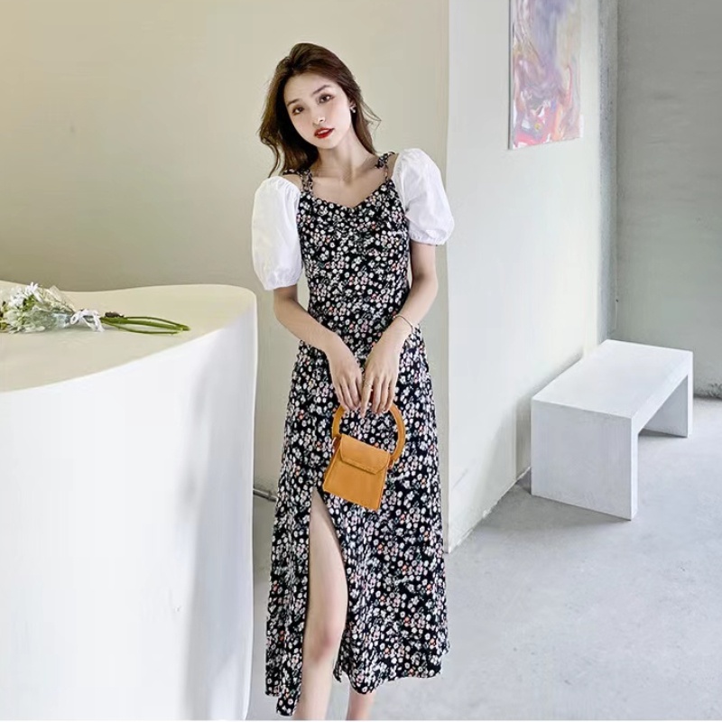 Đầm Hai Dây In Hoa Thời Trang Hàn Quốc Mới Cho Nữ