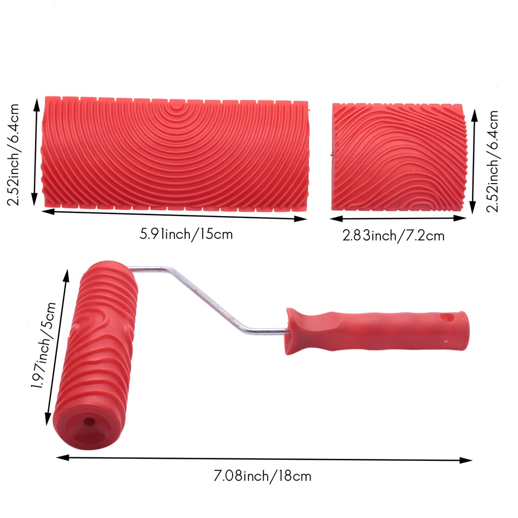 Bộ Dụng Cụ Con Lăn Sơn Tường Họa Tiết Vân Gỗ 7 Inch + 2 Dụng Cụ Sơn Tường Giả Vân Gỗ