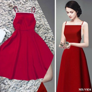 FREE SHIP ĐẦM DỰ TIỆC HAI DÂY DÁNG XÒE SANG TRỌNG, CAO CẤP [ẢNH THẬT] size S, M, L