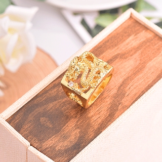 Nhẫn Thép Titan Mạ Vàng Hình Rồng Đính Đá Zircon Thời Trang Cho Nam