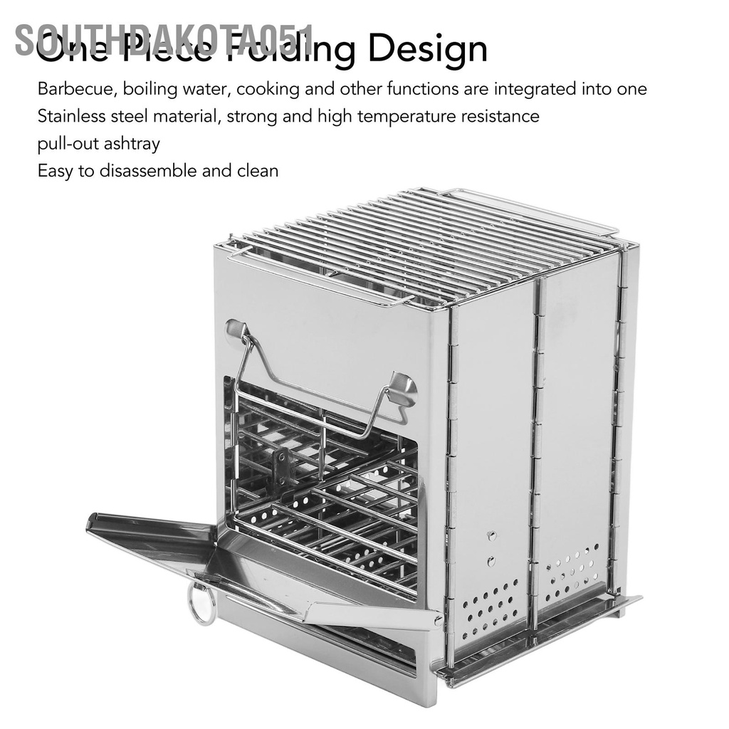 [Hàng HOT] Bếp Nướng Củi Cắm trại BBQ Dã Ngoại ngoài trời Gấp Gọn di động bằng thép không gỉ XL【Southdakota051】