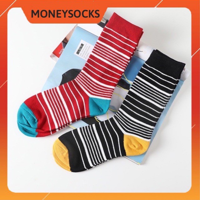 Vớ Tất Unisex Sọc Cá Tính Cotton Kháng Khuẩn Freesize Nam Nữ Hàng Loaij1 Bao Đổi Trả