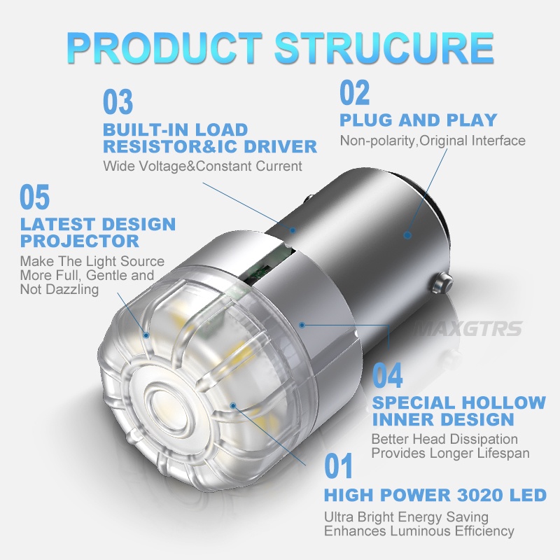 Set 2 Đèn LED 7443 T20 W21 / 5W DRL P21 / 5W 1300LM BAY15D 1157 12V Dành Cho Ô Tô