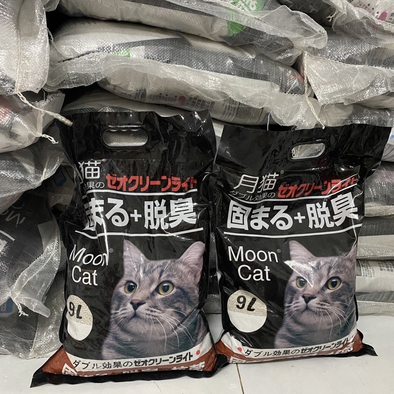 Cát Nhật Đen Cho Mèo Bao 9L Chính Hãng (Moon Cat) - Cát Khử Mùi Bao 9L (4kg)